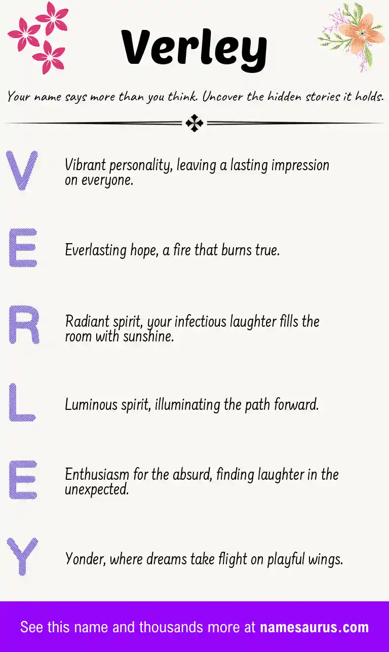 Acrostic poem about Verley.