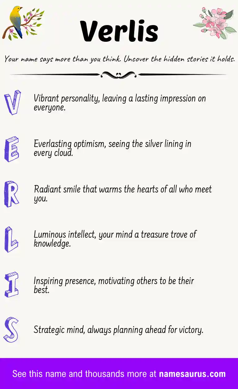 Acrostic poem about Verlis.