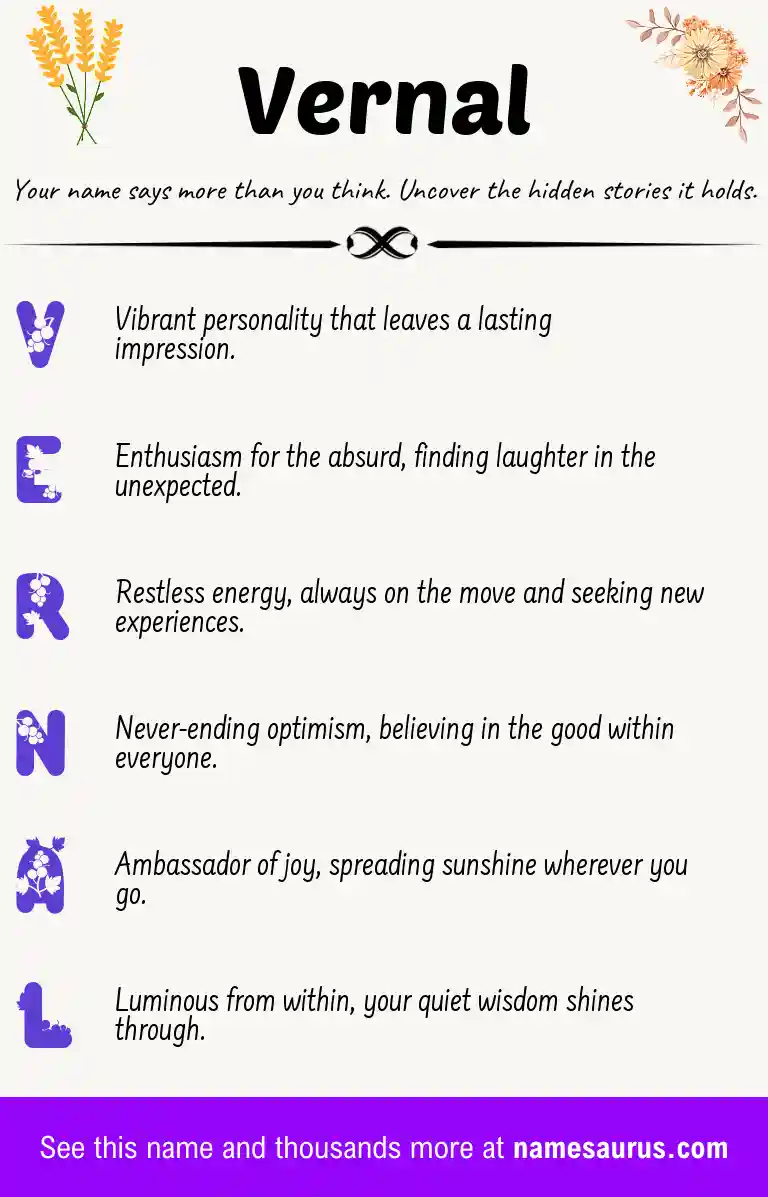 Acrostic poem about Vernal.