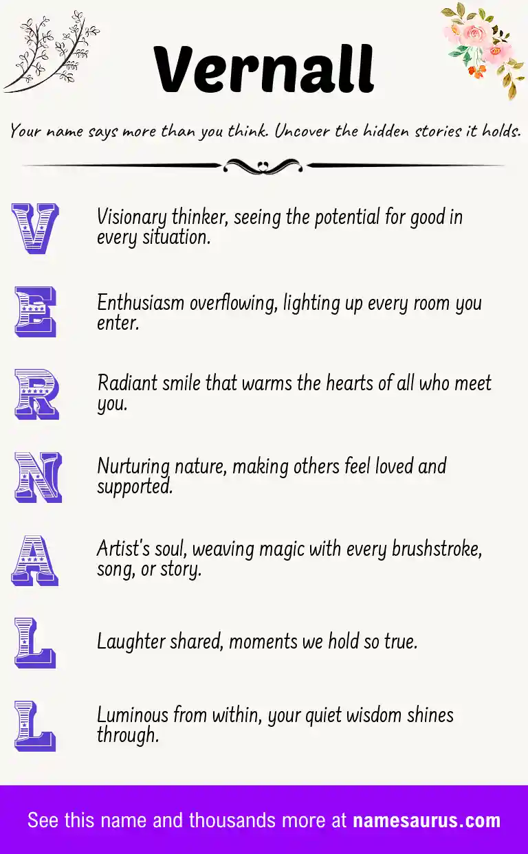 Acrostic poem about Vernall.