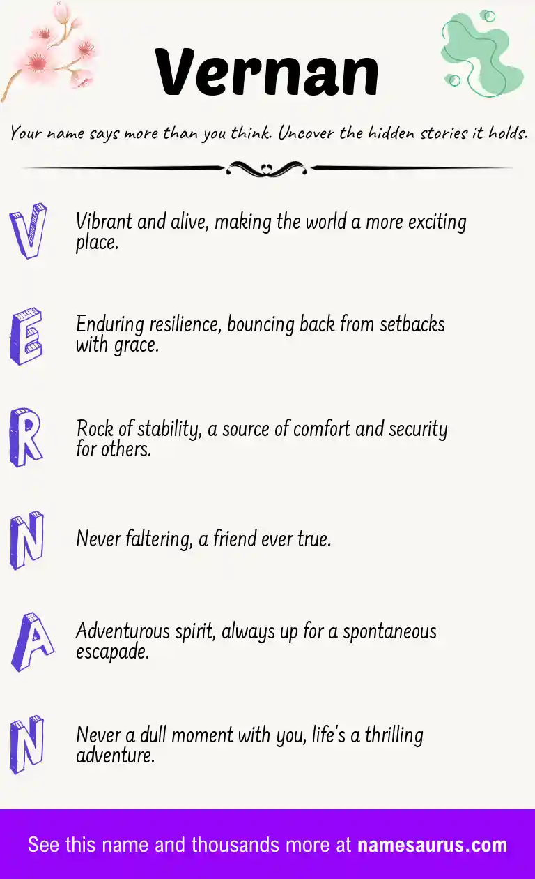 Acrostic poem about Vernan.