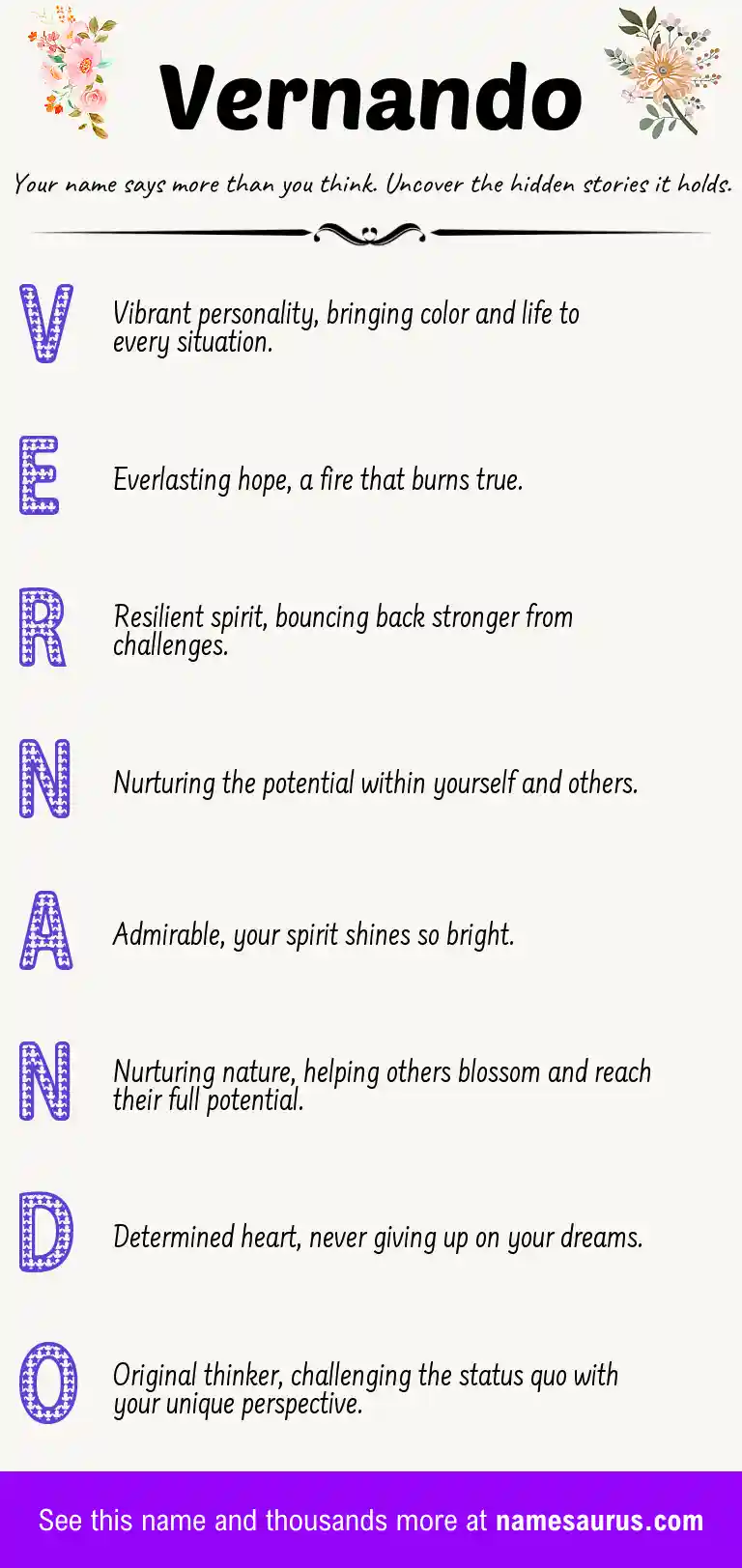 Acrostic poem about Vernando.