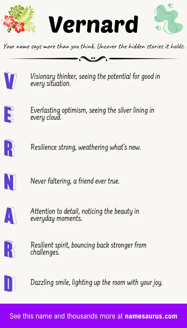 Acrostic poem about Vernard.