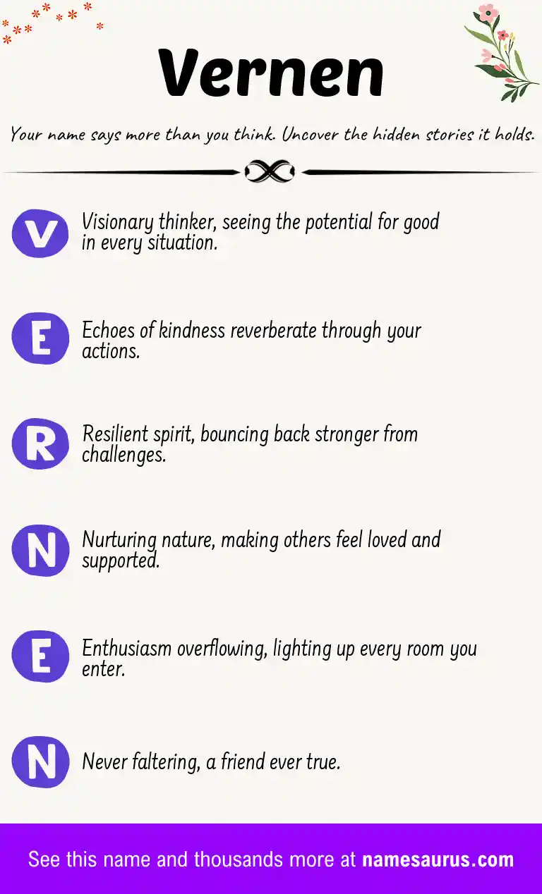 Acrostic poem about Vernen.