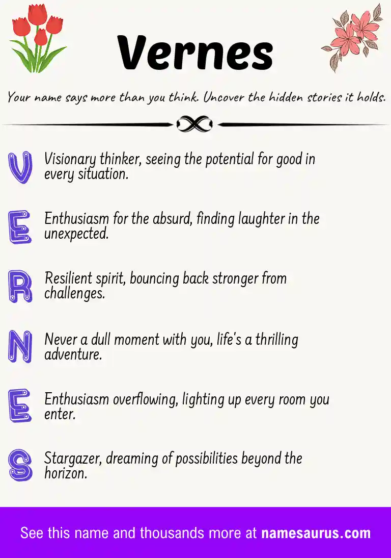 Acrostic poem about Vernes.