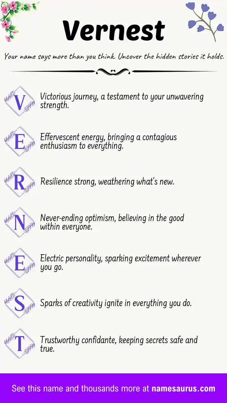 Acrostic poem about Vernest.