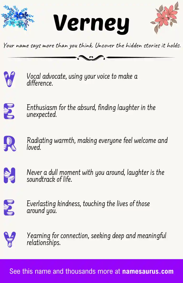 Acrostic poem about Verney.