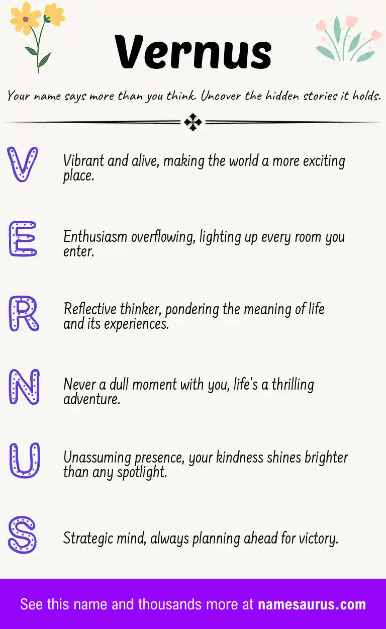 Acrostic poem about Vernus.