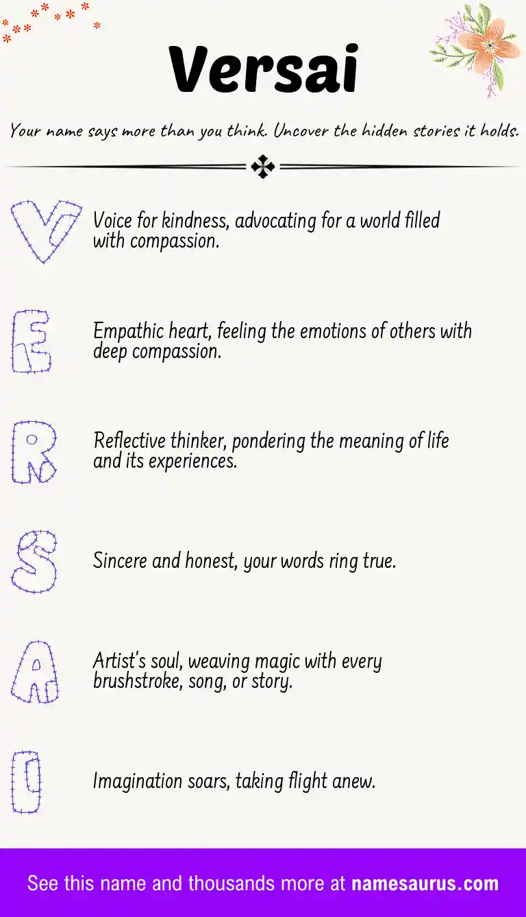 Acrostic poem about Versai.