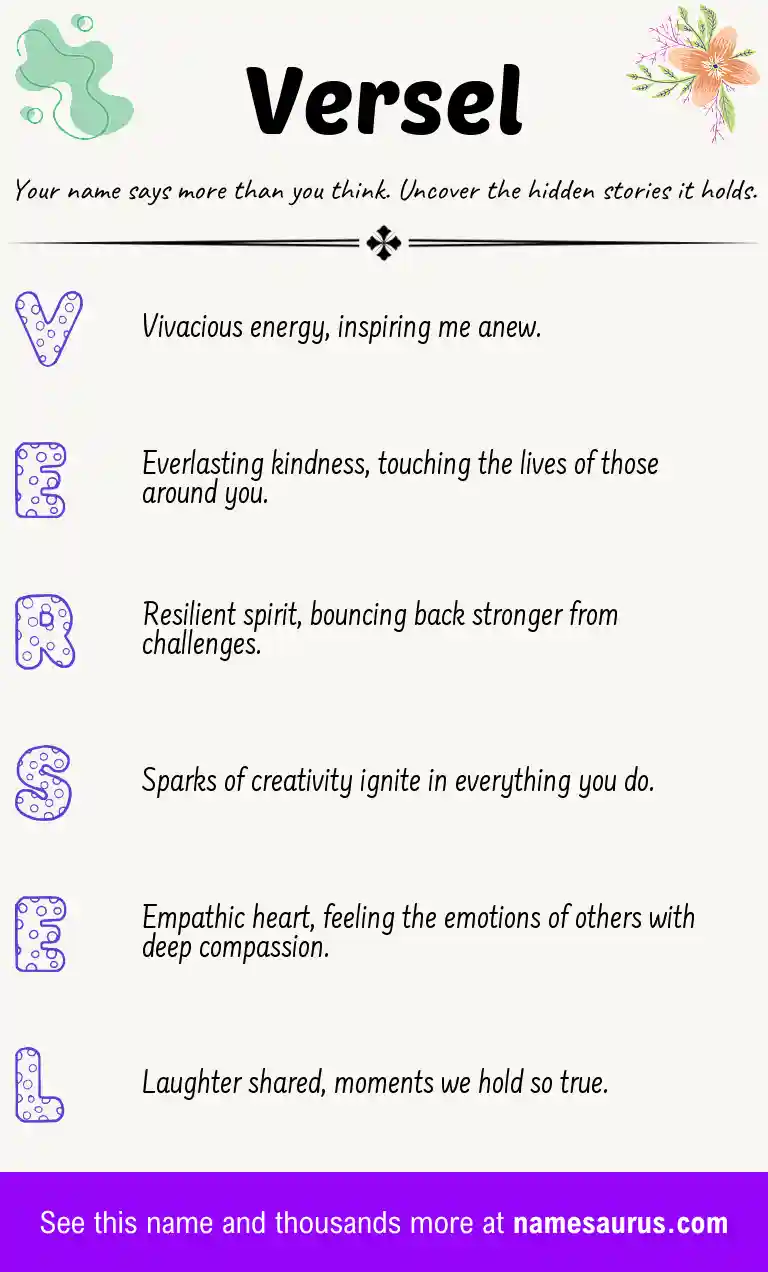 Acrostic poem about Versel.