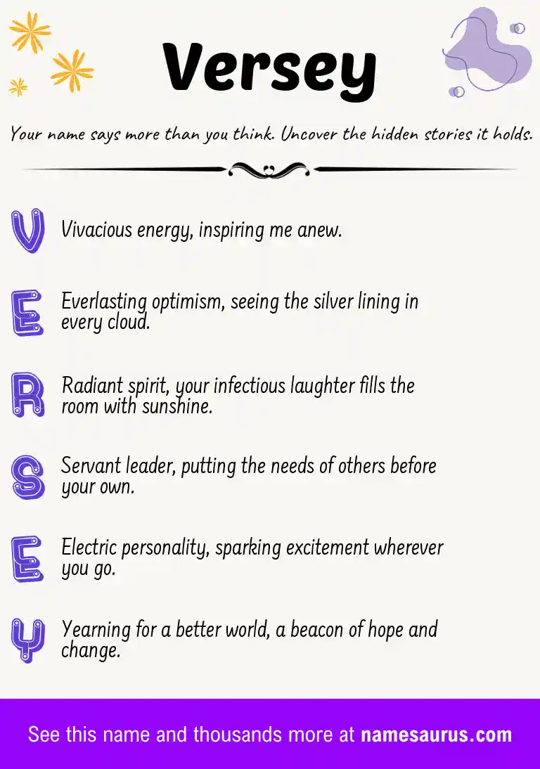 Acrostic poem about Versey.