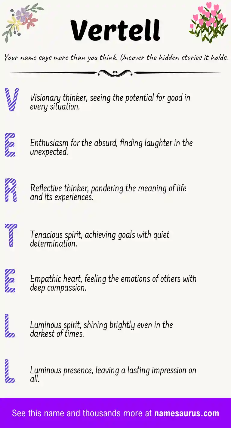 Acrostic poem about Vertell.