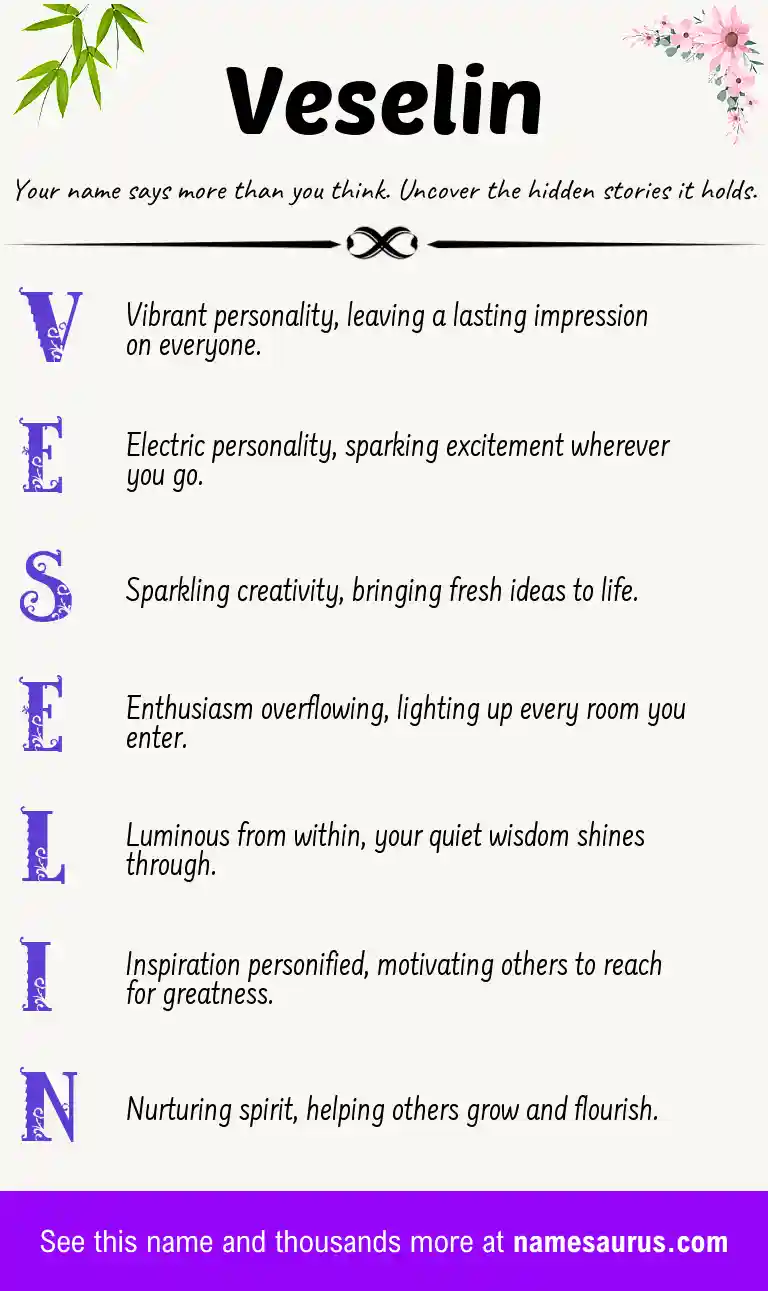 Acrostic poem about Veselin.