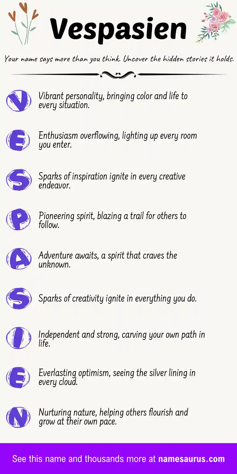 Acrostic poem about Vespasien.