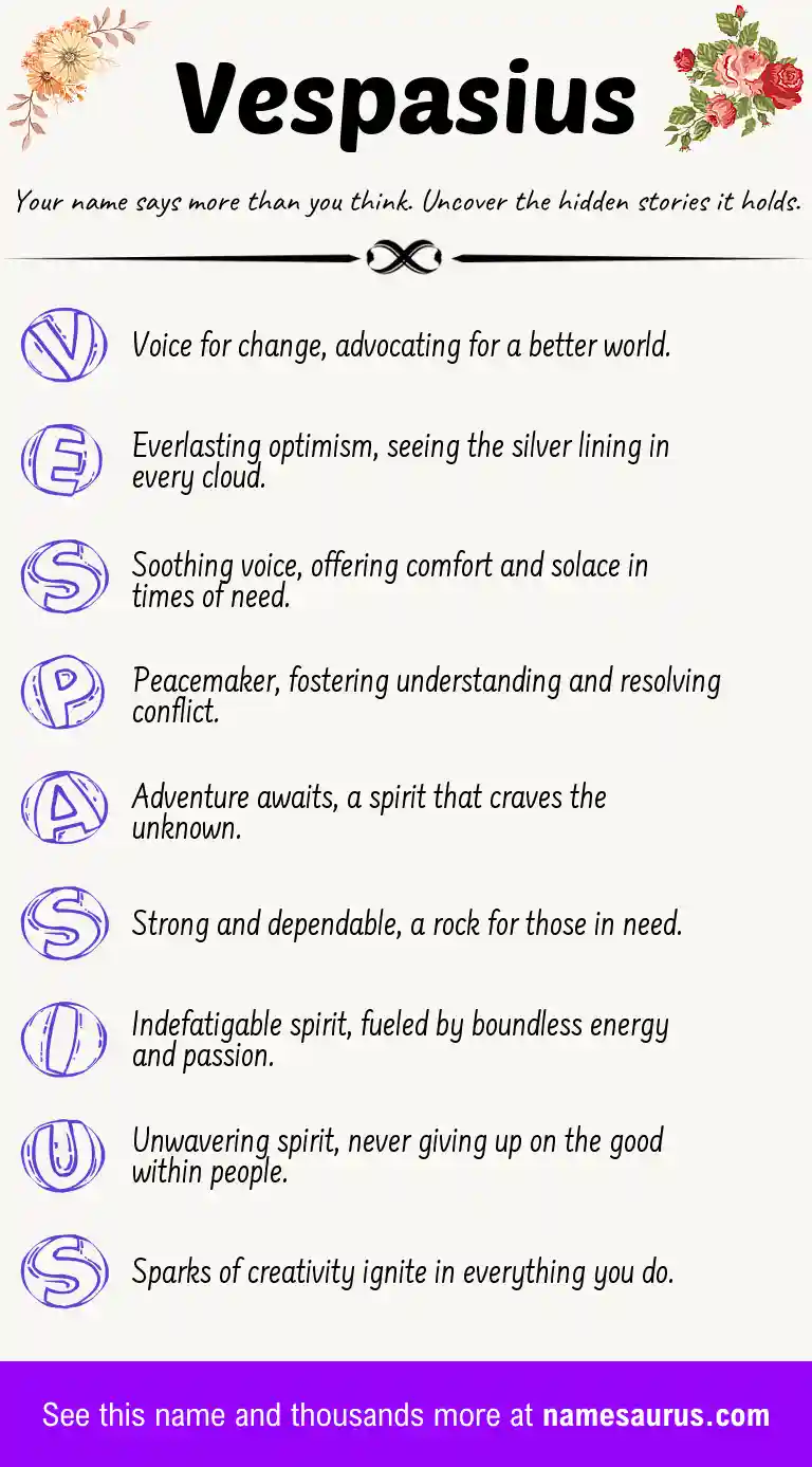 Acrostic poem about Vespasius.