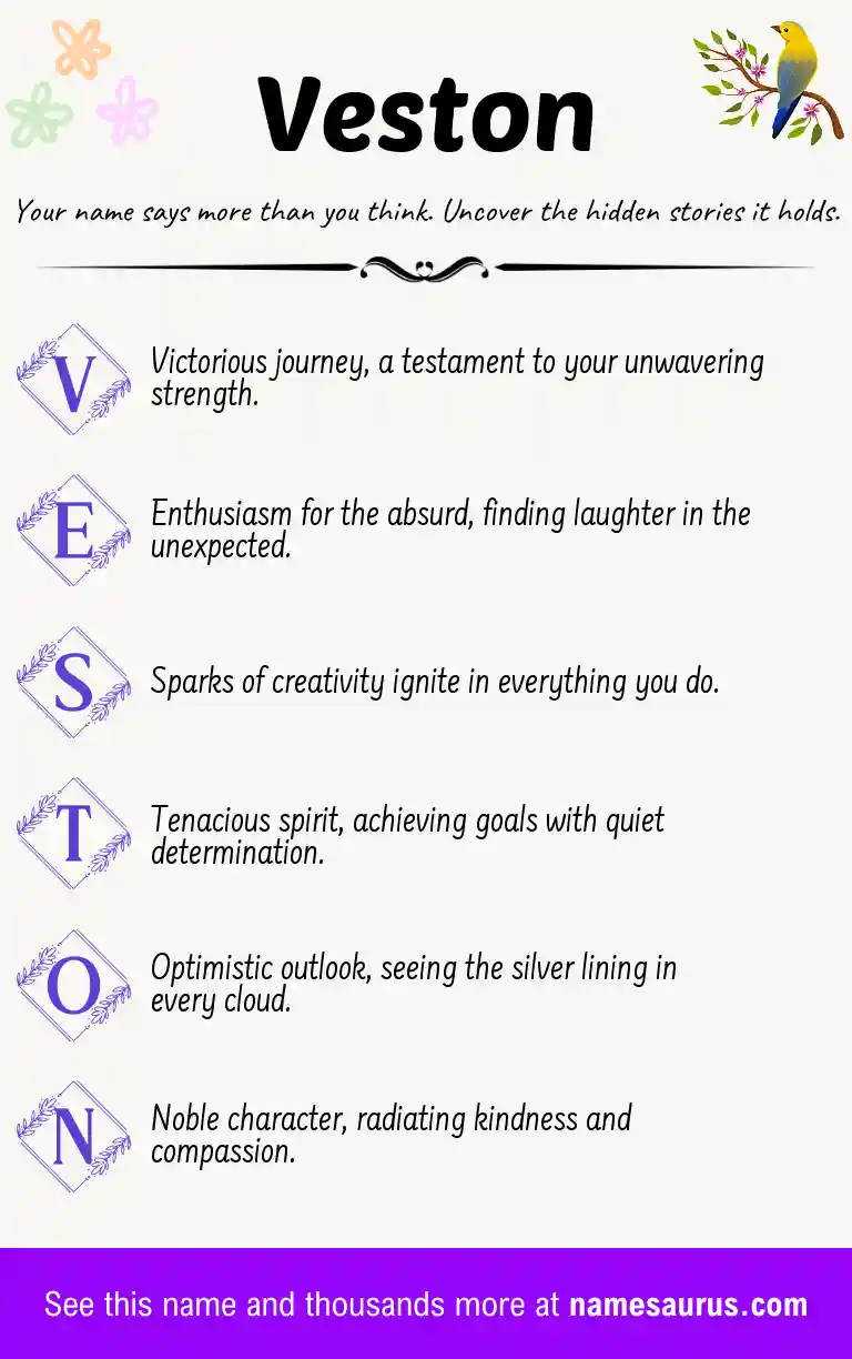 Acrostic poem about Veston.
