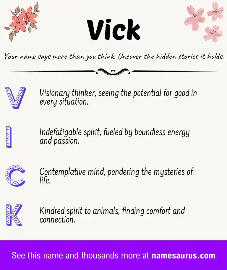 Acrostic poem about Vick.