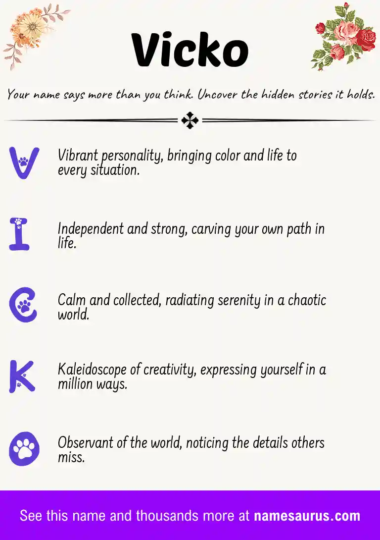 Acrostic poem about Vicko.