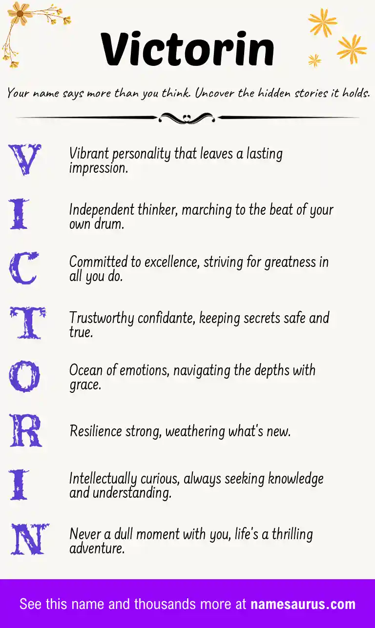 Acrostic poem about Victorin.