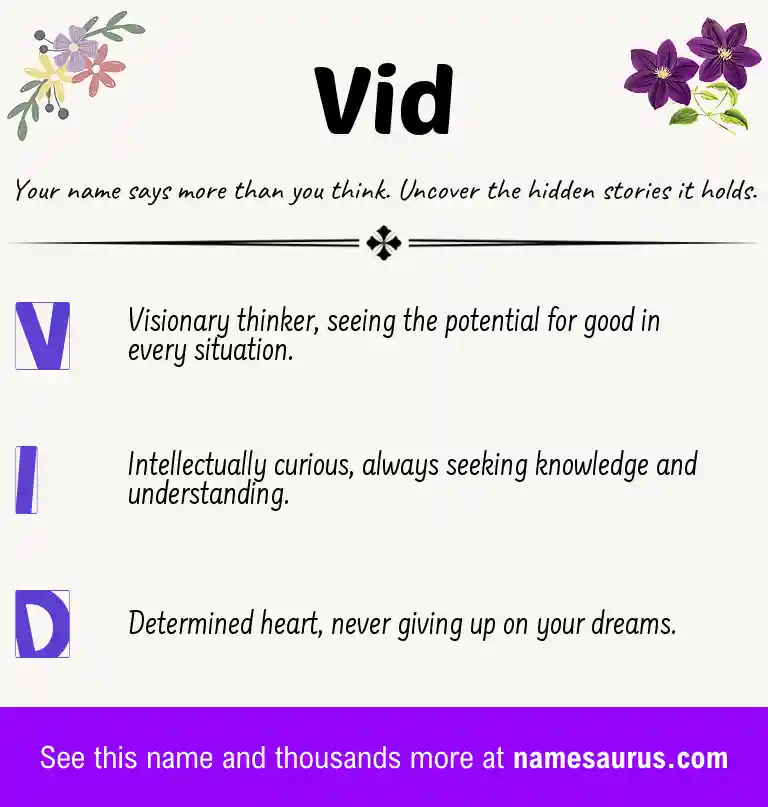 Acrostic poem about Vid.