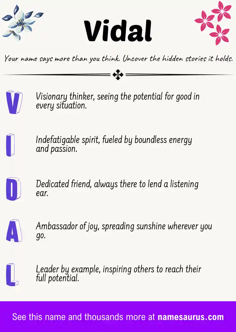 Acrostic poem about Vidal.