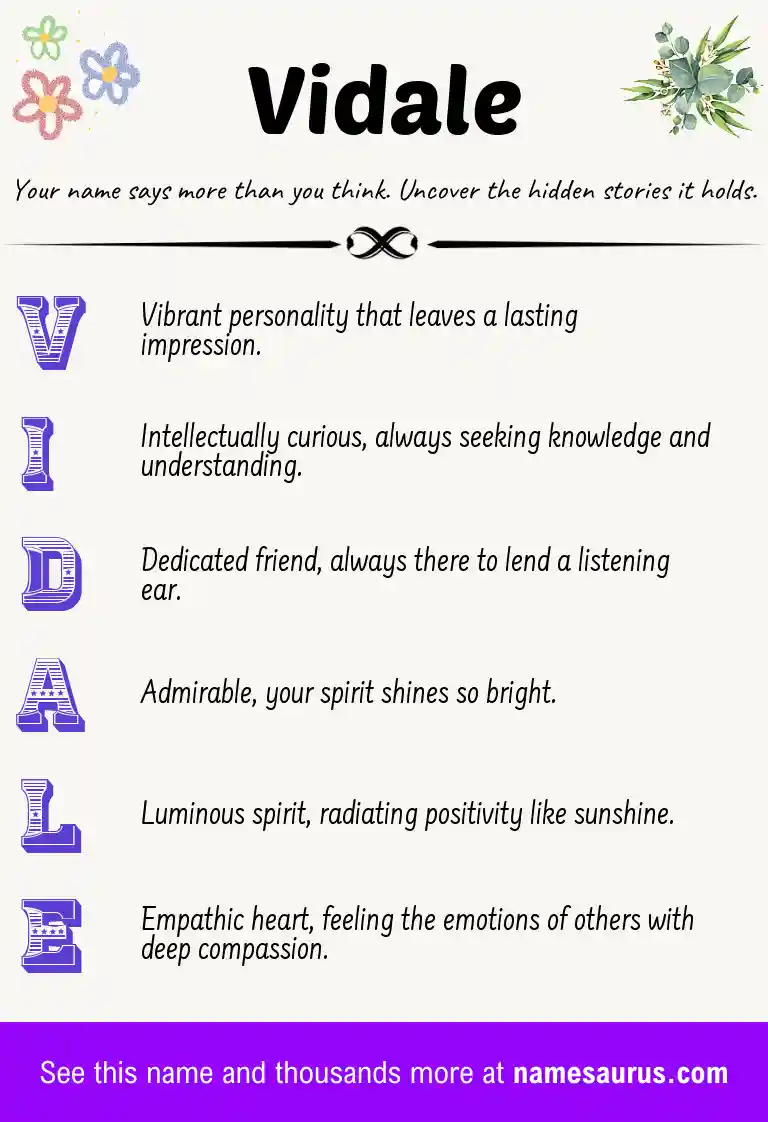 Acrostic poem about Vidale.