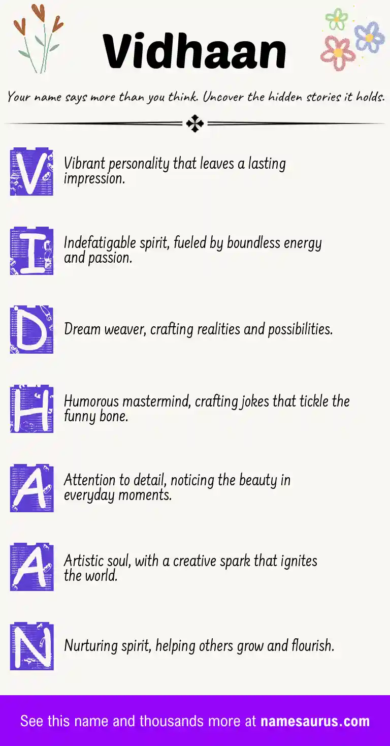 Acrostic poem about Vidhaan.