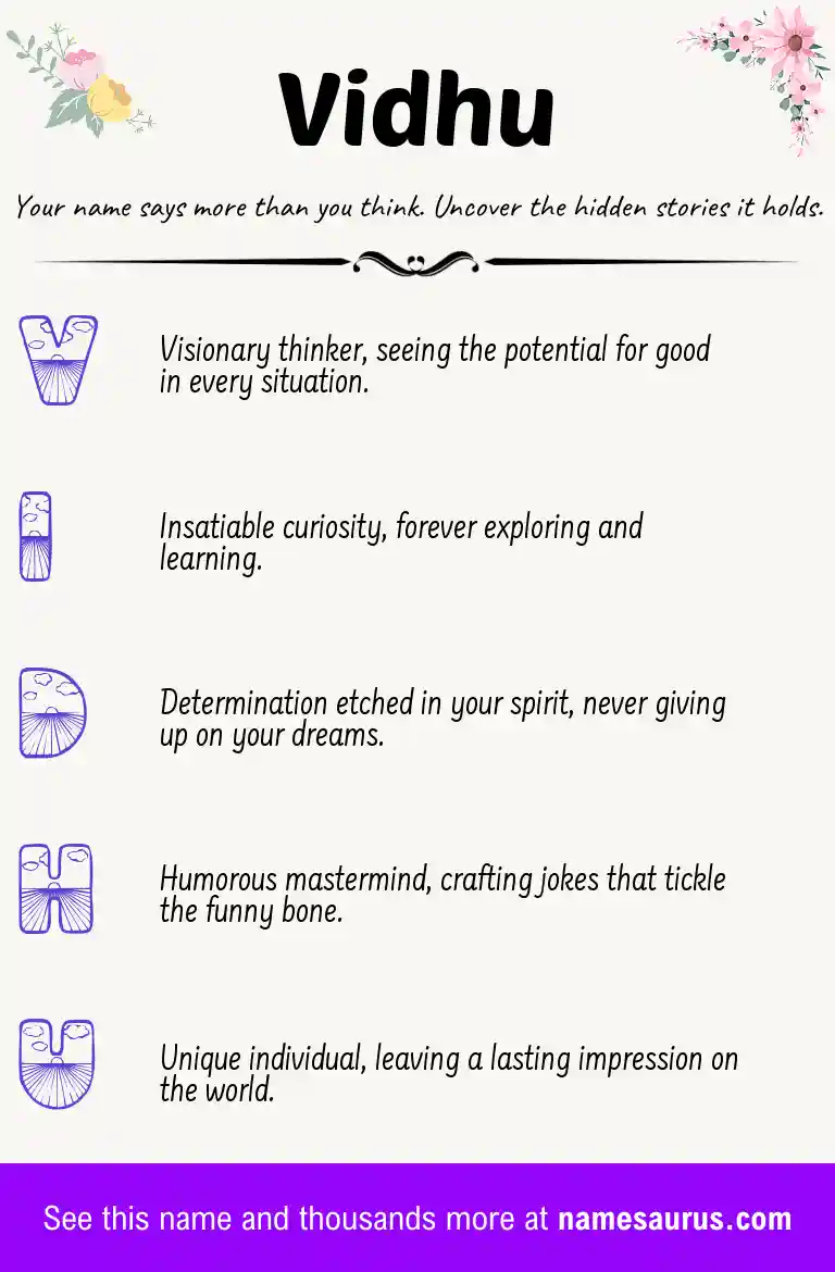 Acrostic poem about Vidhu.