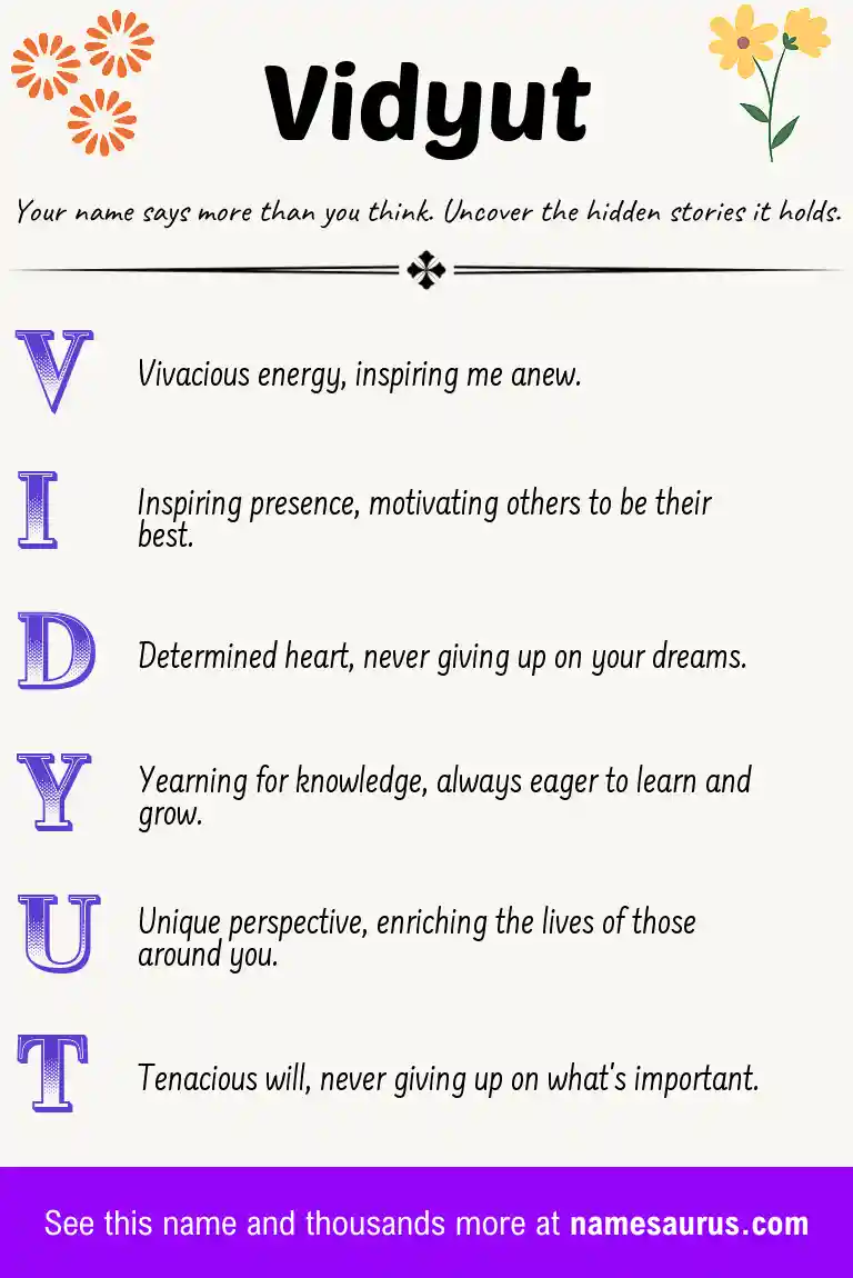 Acrostic poem about Vidyut.