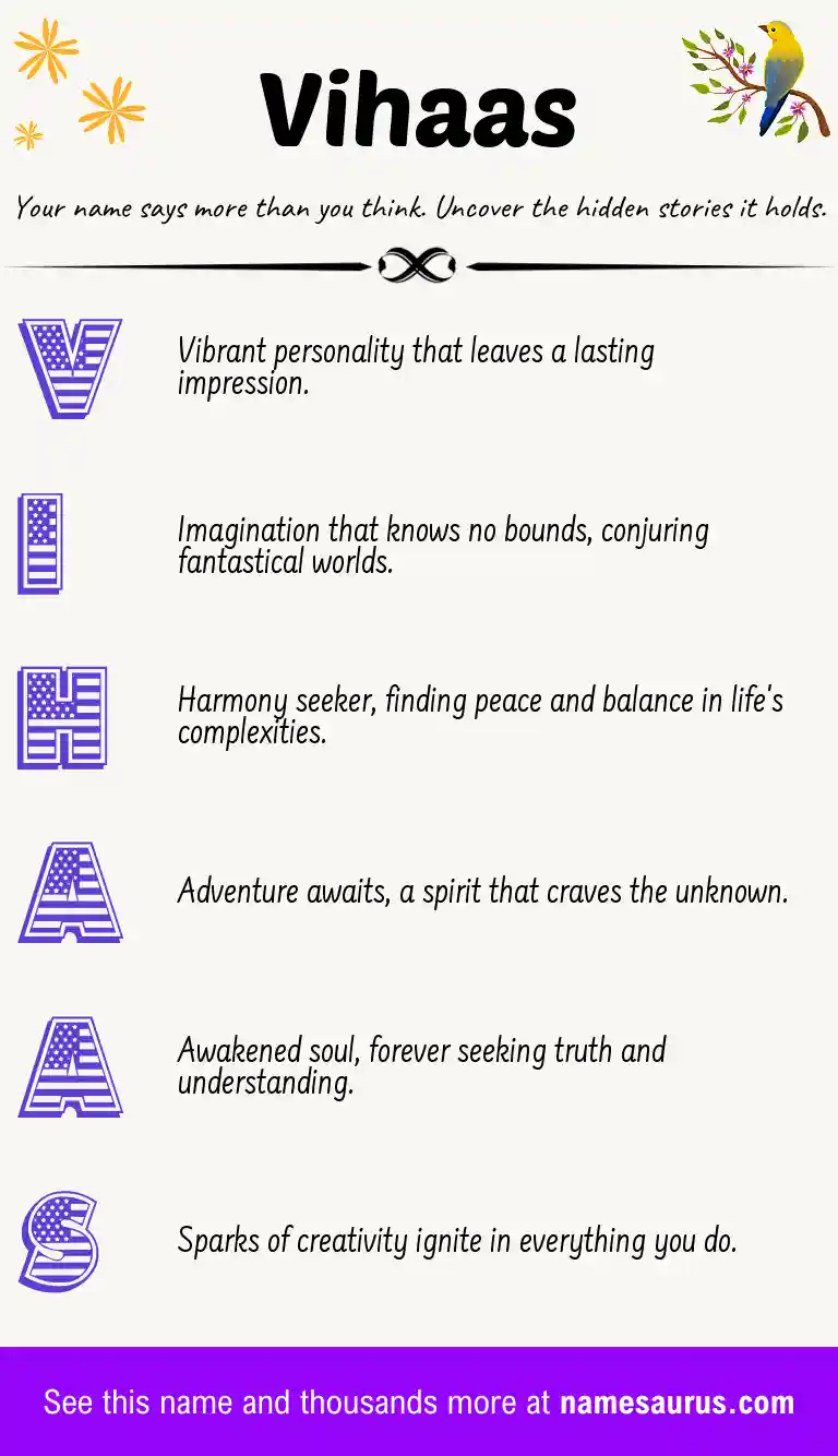 Acrostic poem about Vihaas.