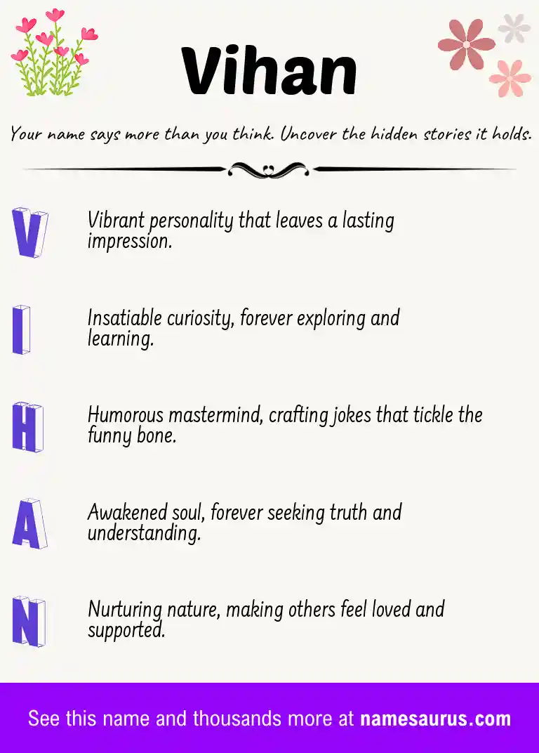 Acrostic poem about Vihan.