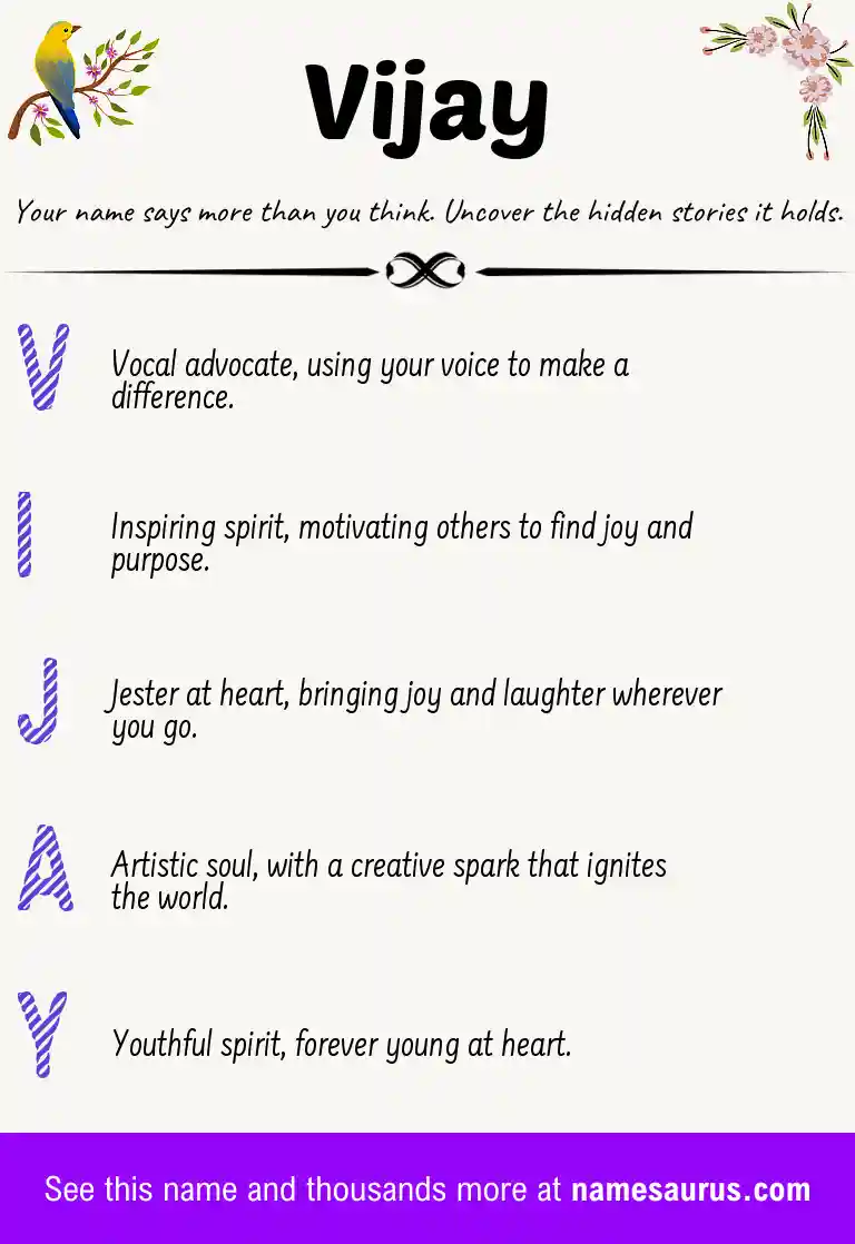 Acrostic poem about Vijay.