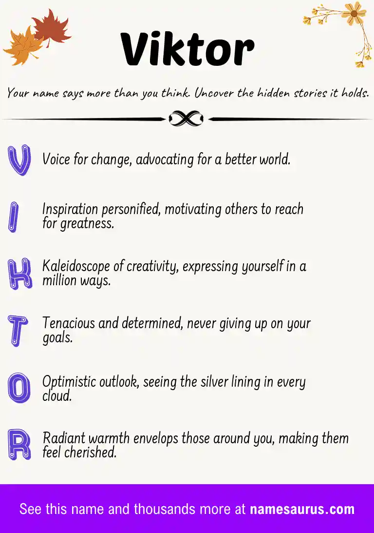 Acrostic poem about Viktor.