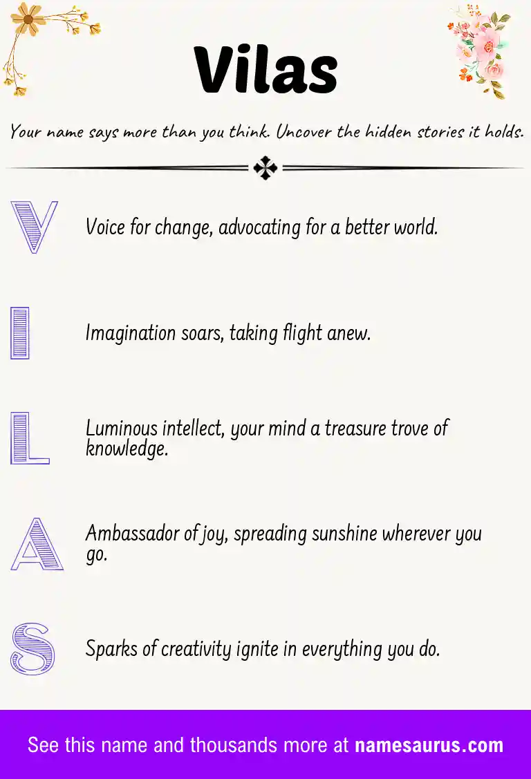 Acrostic poem about Vilas.