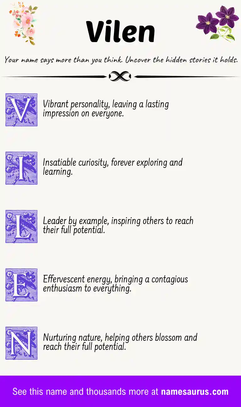 Acrostic poem about Vilen.
