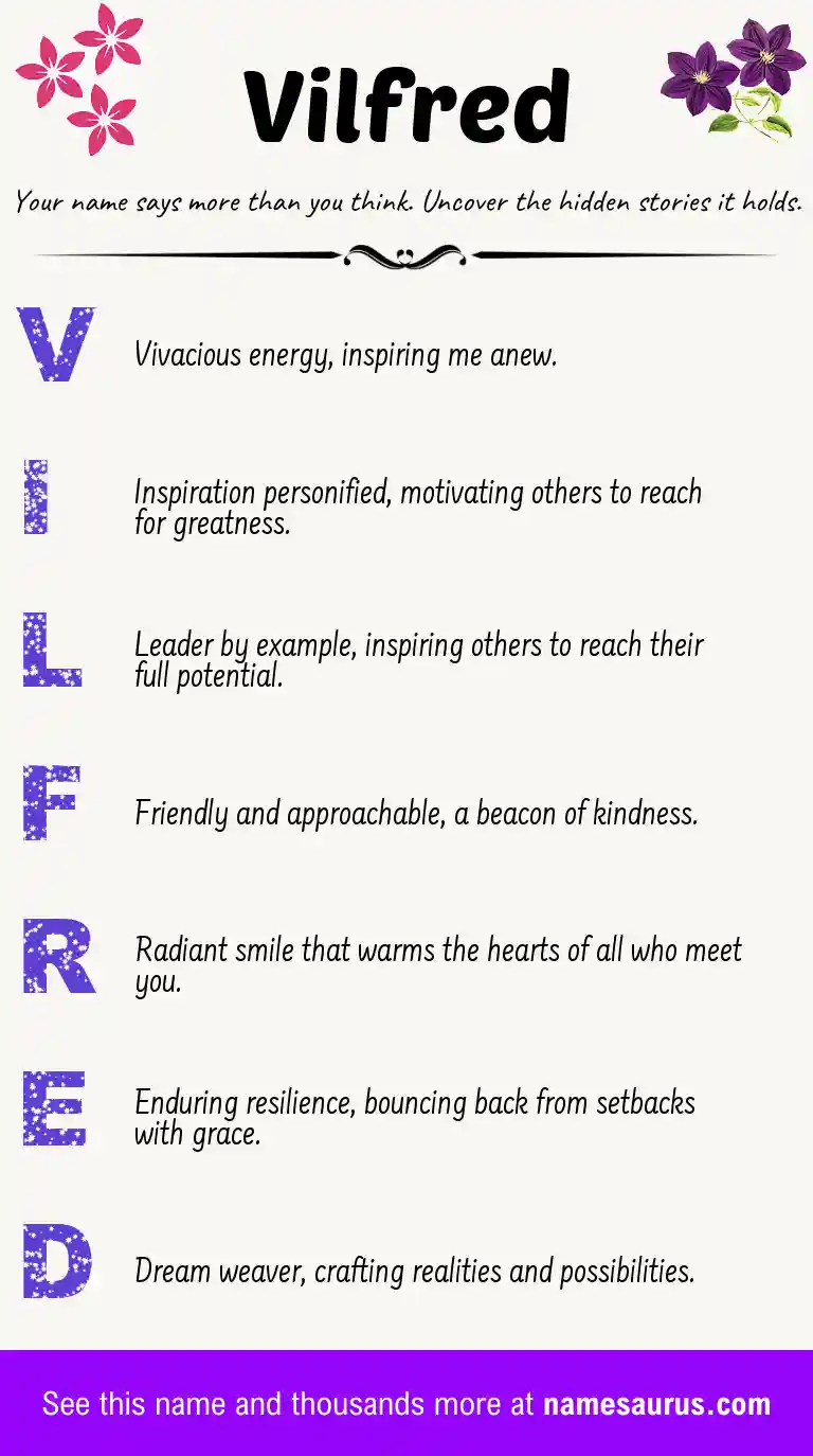 Acrostic poem about Vilfred.