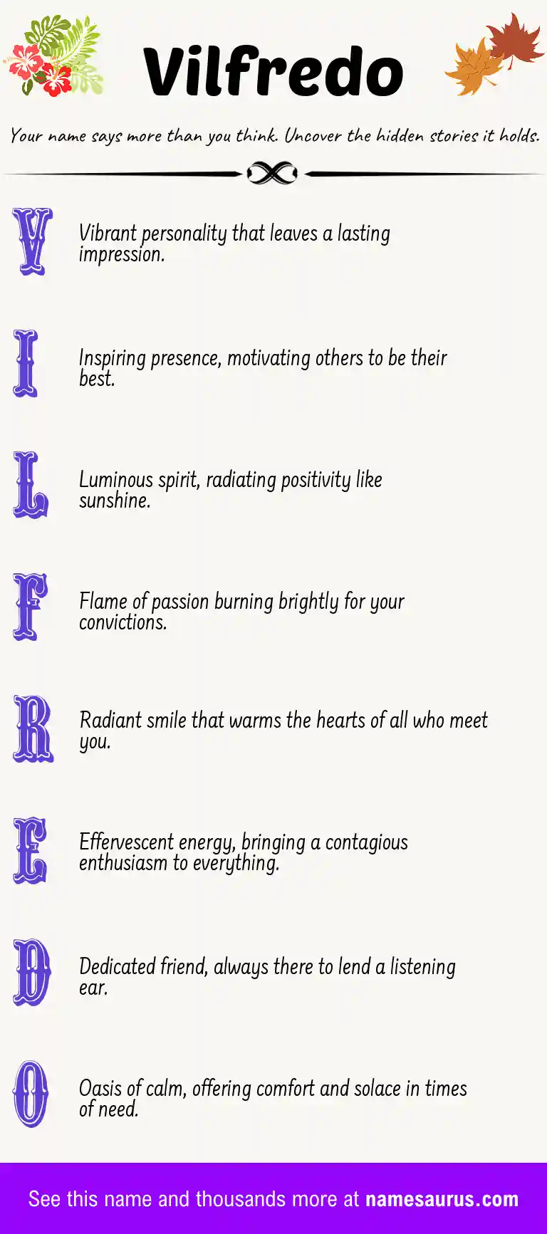 Acrostic poem about Vilfredo.