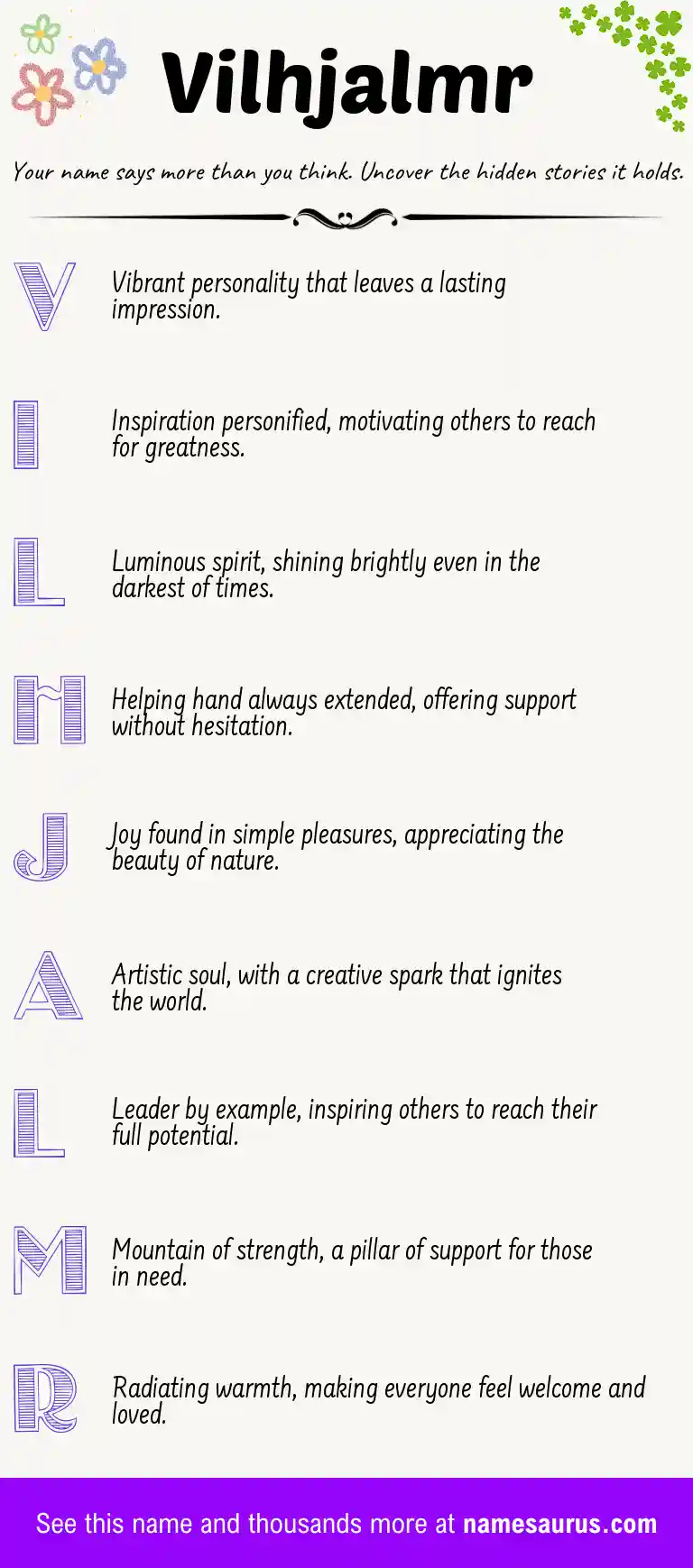 Acrostic poem about Vilhjalmr.