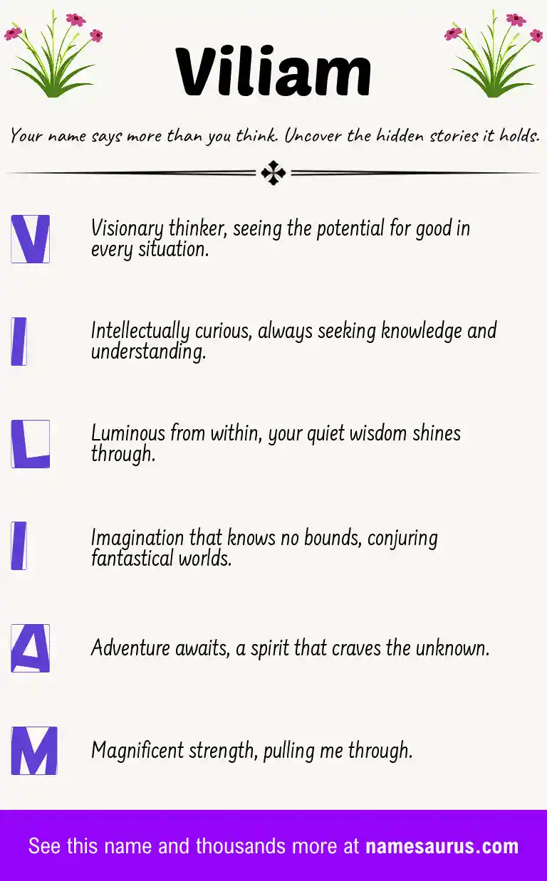 Acrostic poem about Viliam.