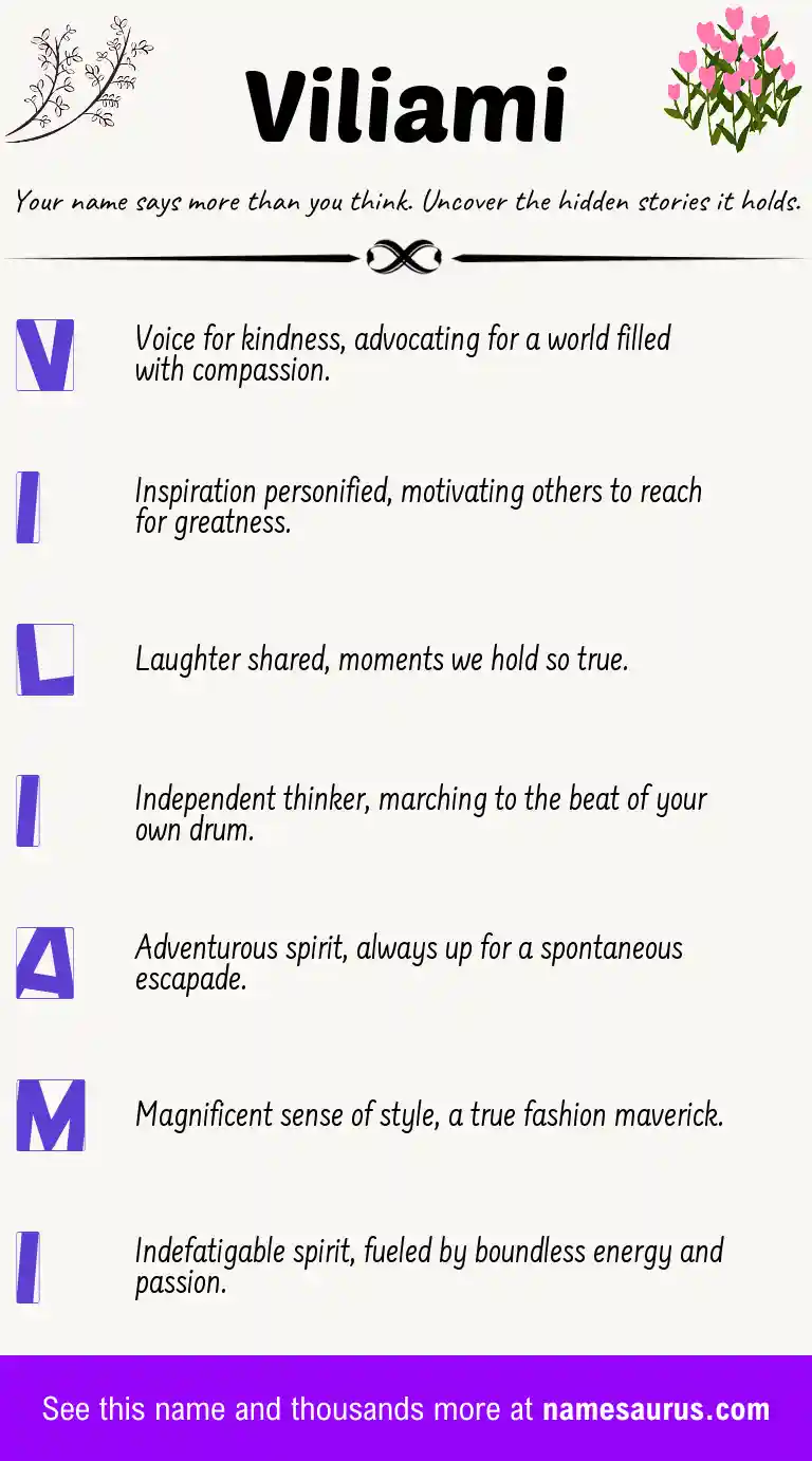 Acrostic poem about Viliami.