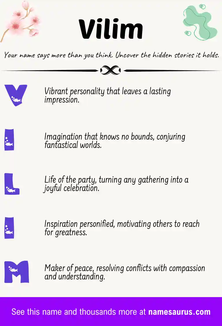 Acrostic poem about Vilim.