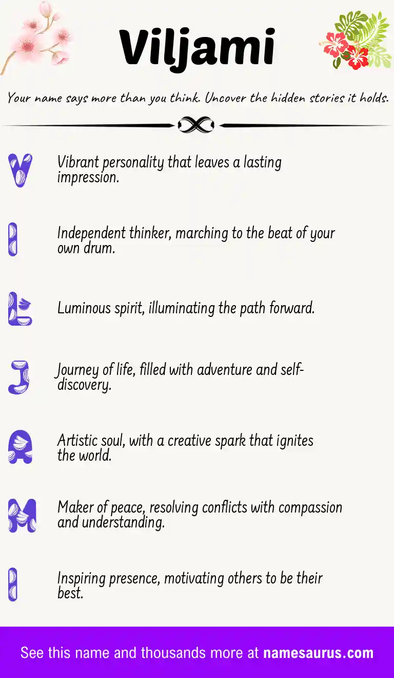 Acrostic poem about Viljami.