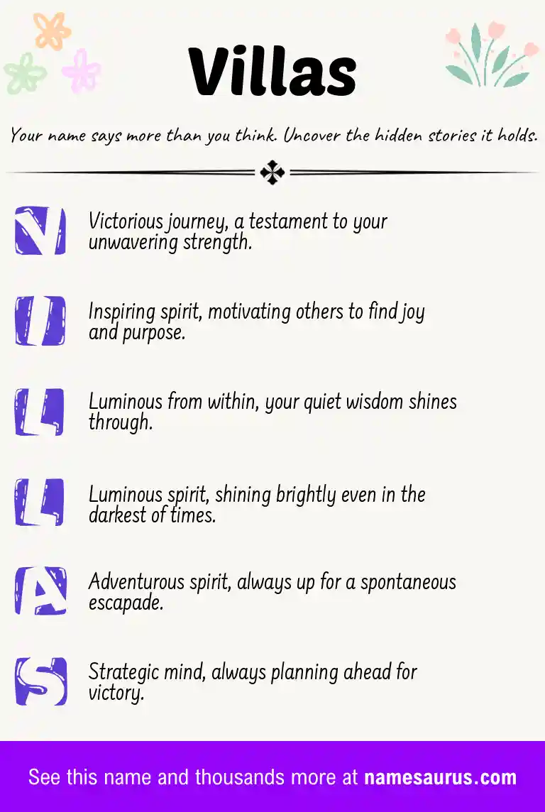 Acrostic poem about Villas.