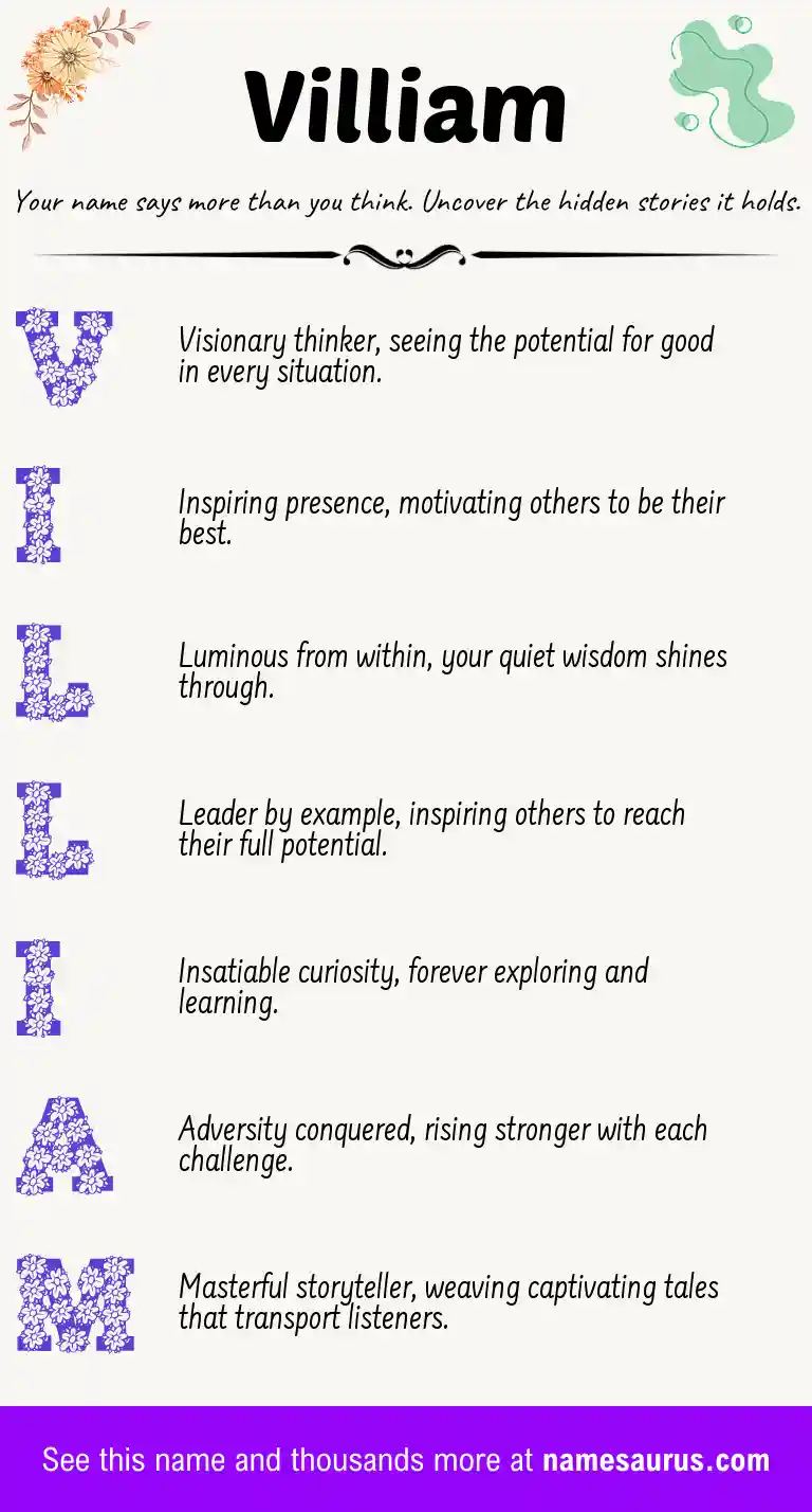 Acrostic poem about Villiam.