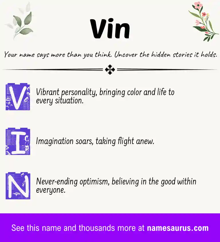 Acrostic poem about Vin.