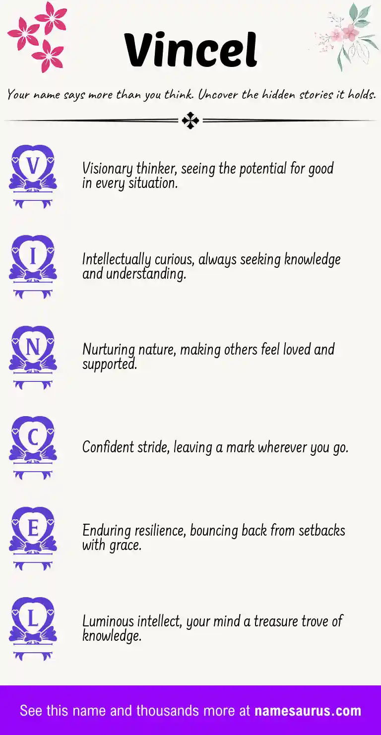 Acrostic poem about Vincel.