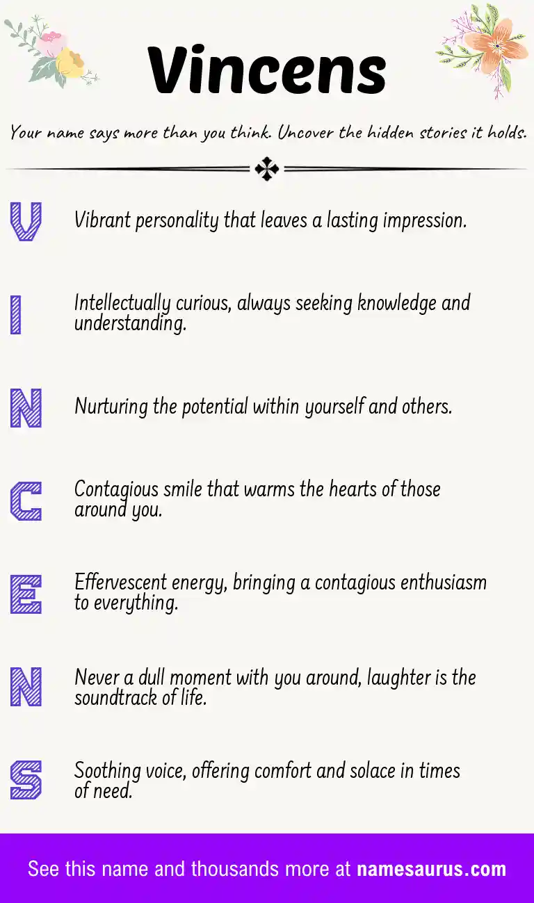 Acrostic poem about Vincens.