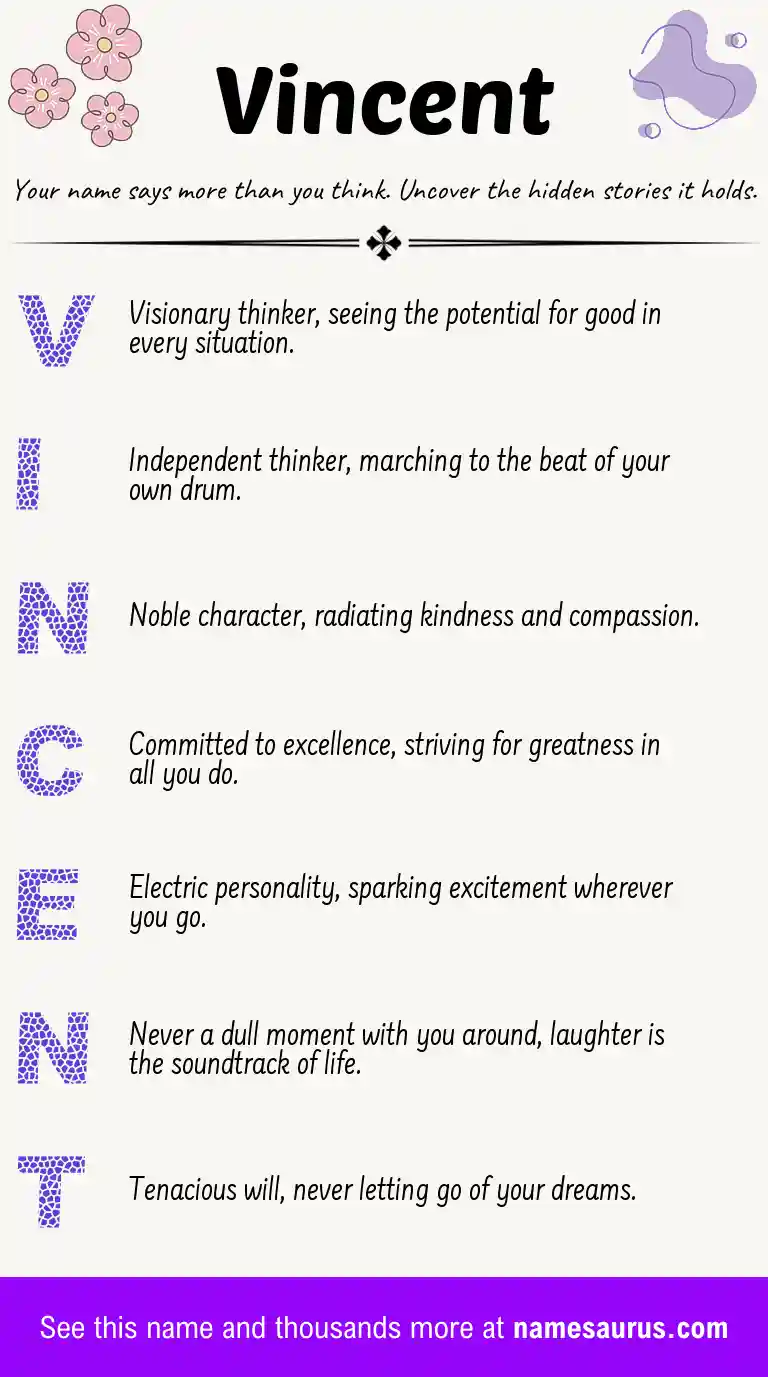 Acrostic poem about Vincent.