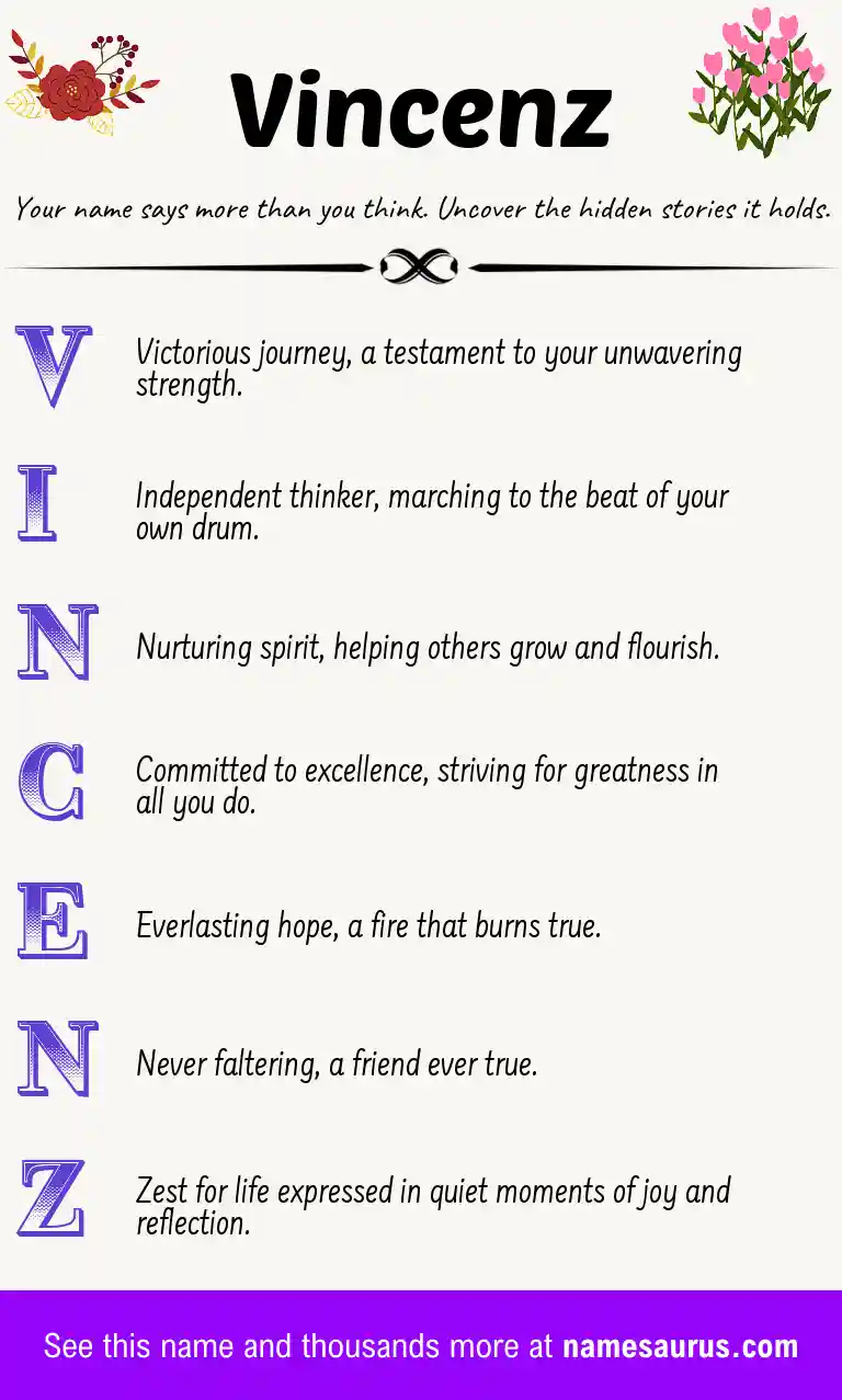Acrostic poem about Vincenz.