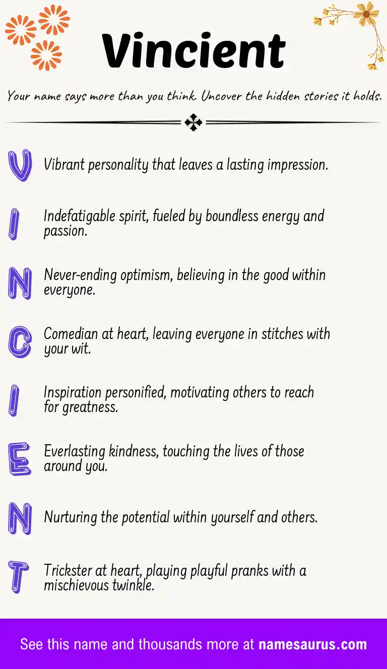 Acrostic poem about Vincient.